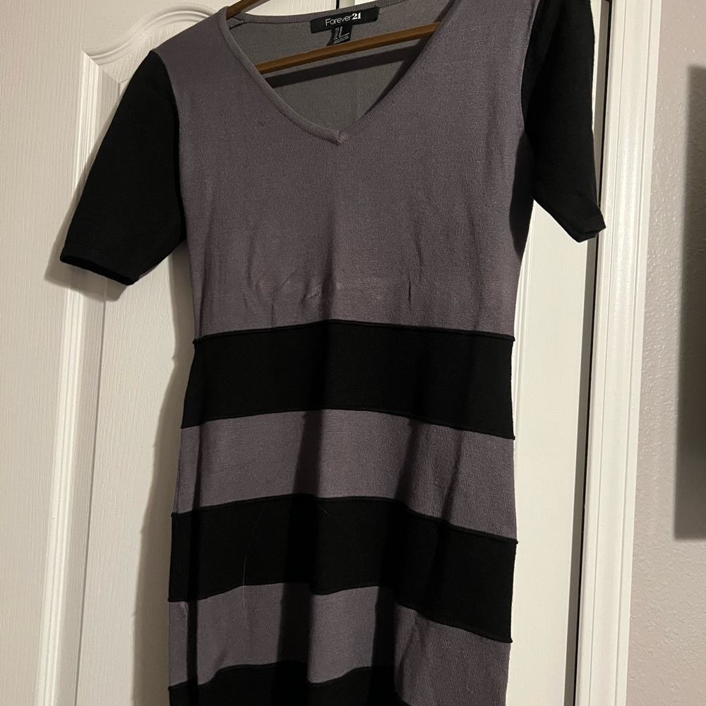 black and gray stripped dress